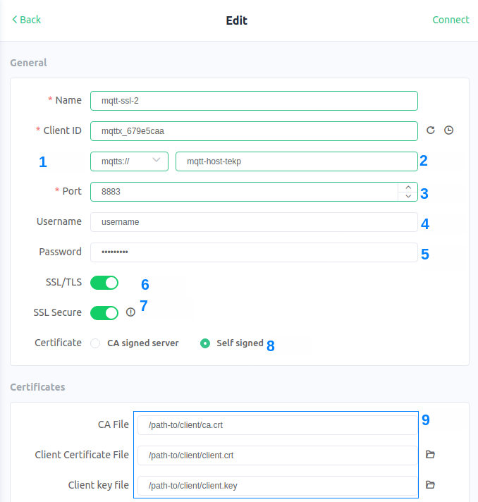 How to configure the MQTTX client app